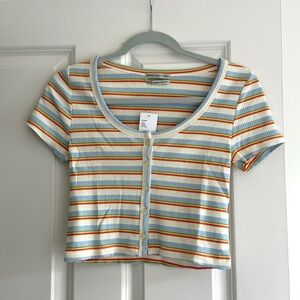 Urban Outfitters Multicolor Striped Button-Up Top - size M NWT